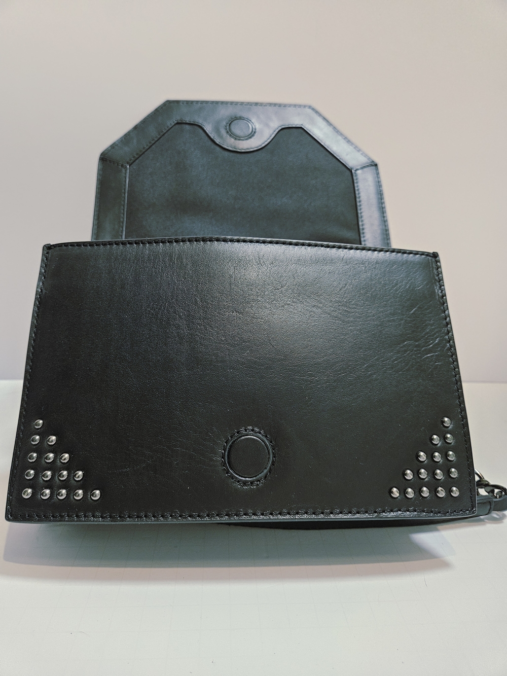 NWOT Linea Pelle Black 100% Leather & Calf Hair Shoulder Bag Snake Embossed - Picture 6 of 16